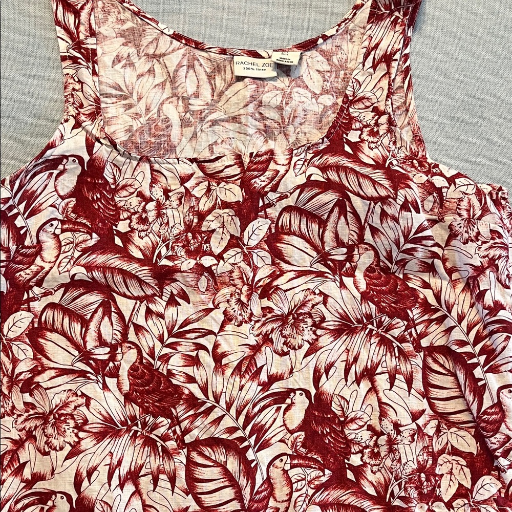 Rachel Zoe Burgundy Tropical Print Tank Top